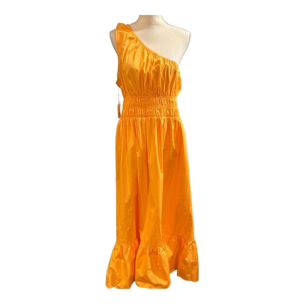 ANA Dress Mango One Shoulder Smocked Waist Tiered Maxi Size 2XLP Beach Vacation